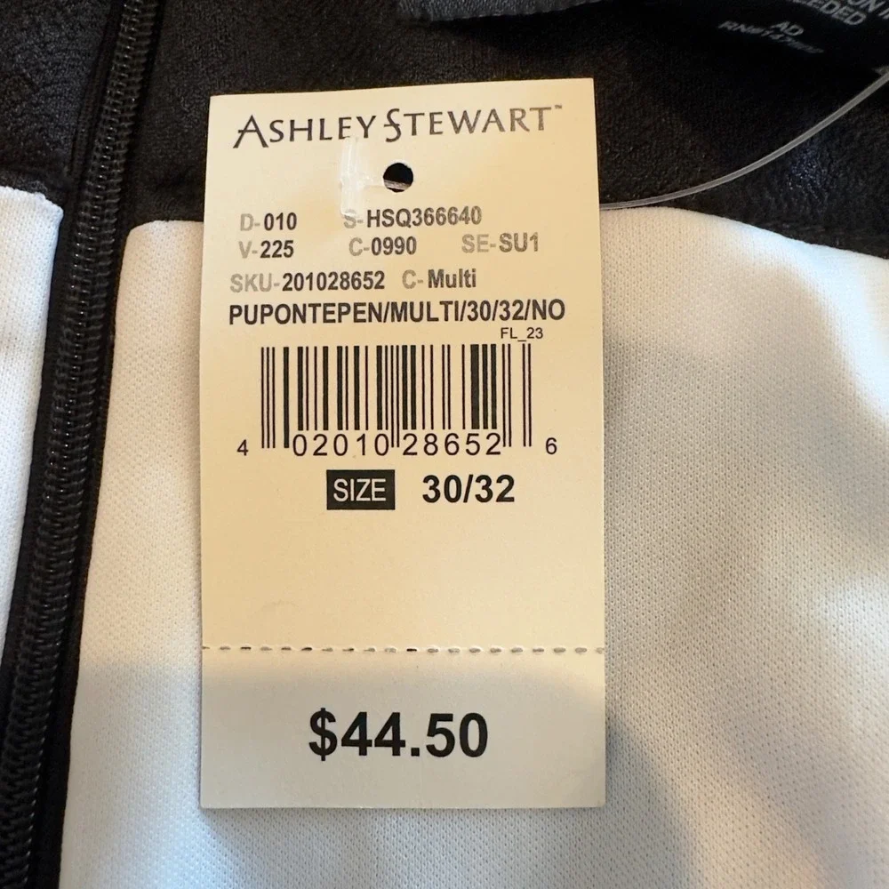 Ashley Stewart Plus Size 30/32 Colorblock Pencil Mini Skirt Teal White Black NEW